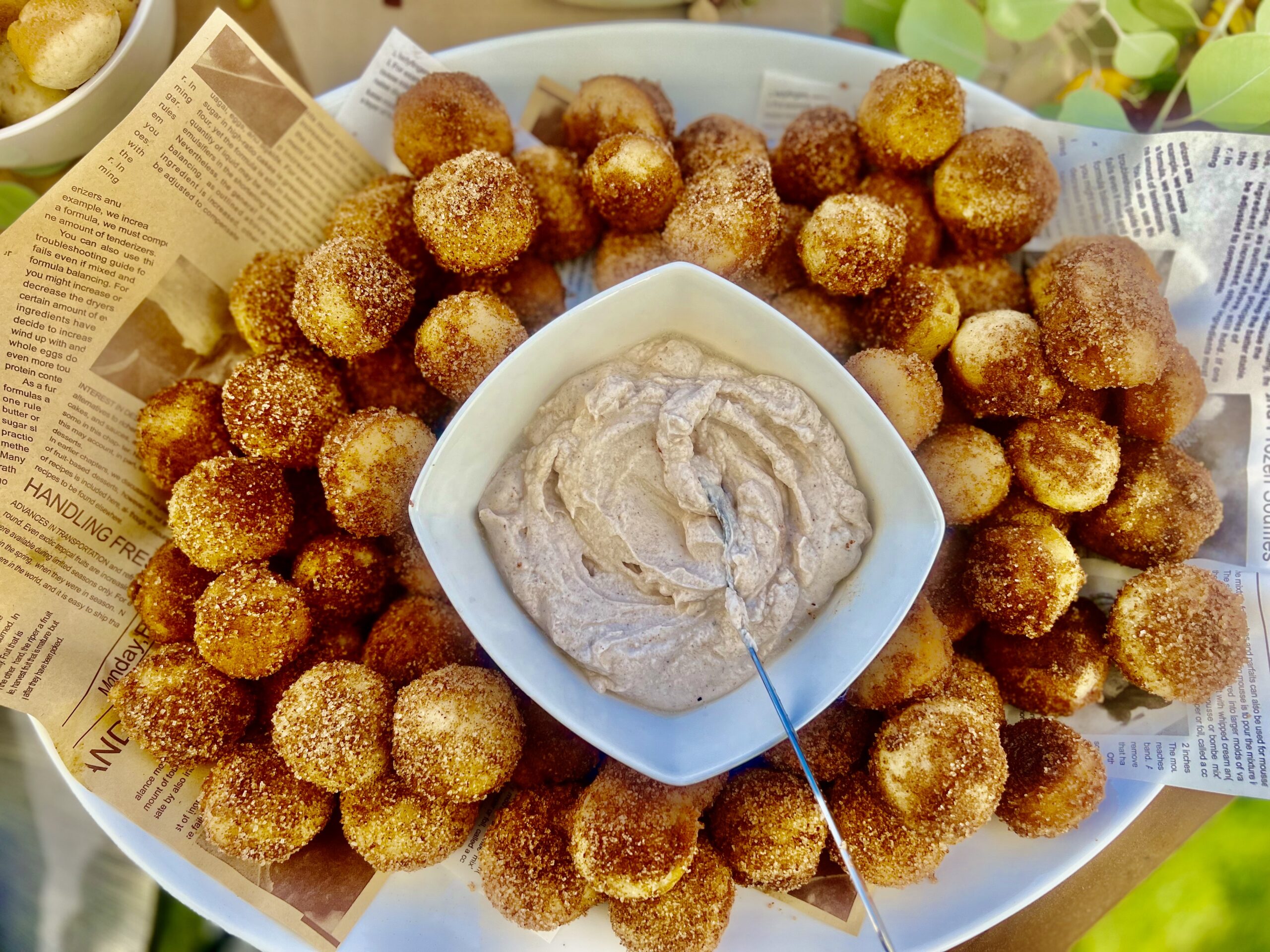Baked Churro Holes- with cinnamon coconut yogurt sauce