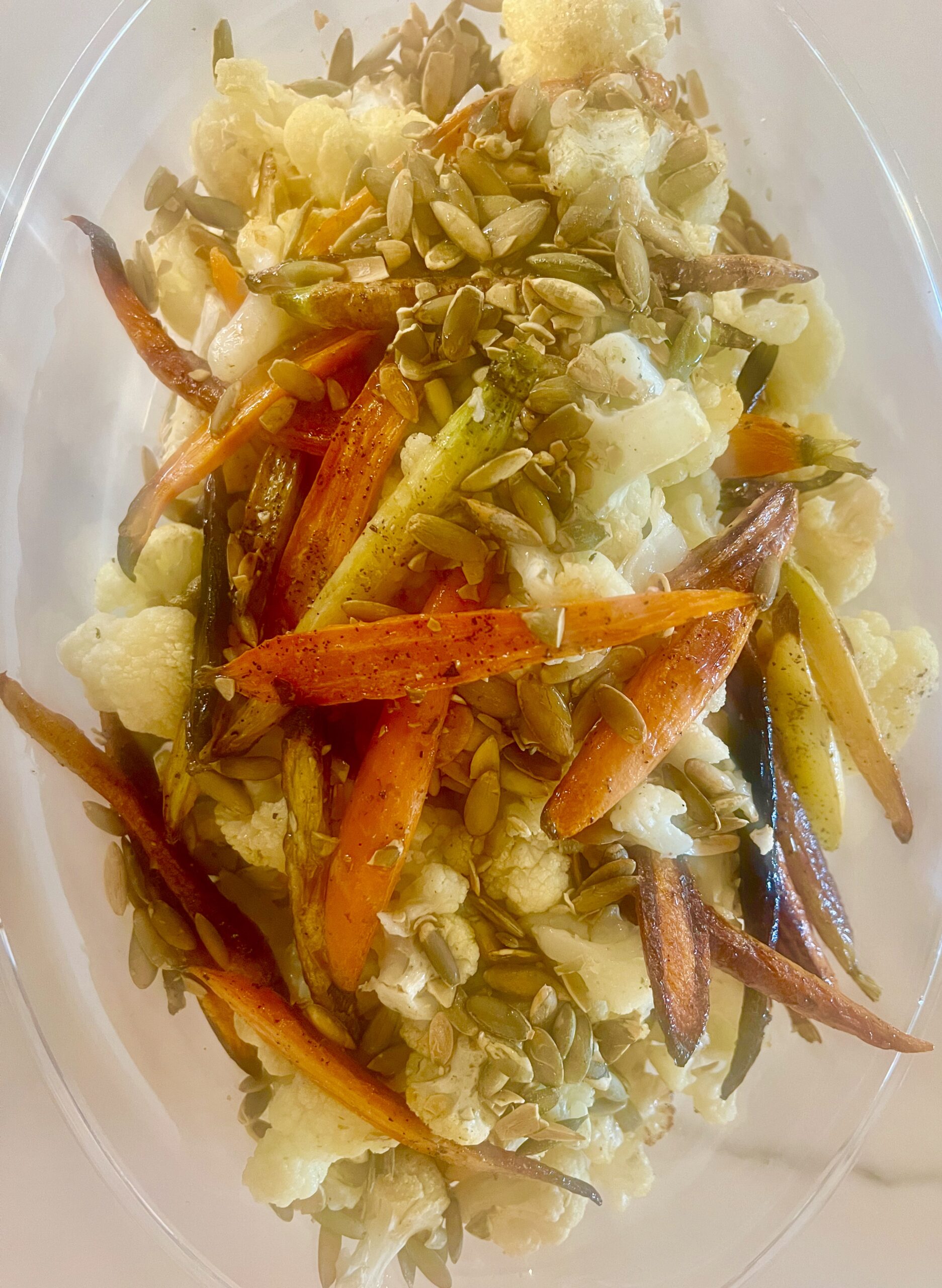 Roasted Carrots and Cauliflower with Hazelnut Oil