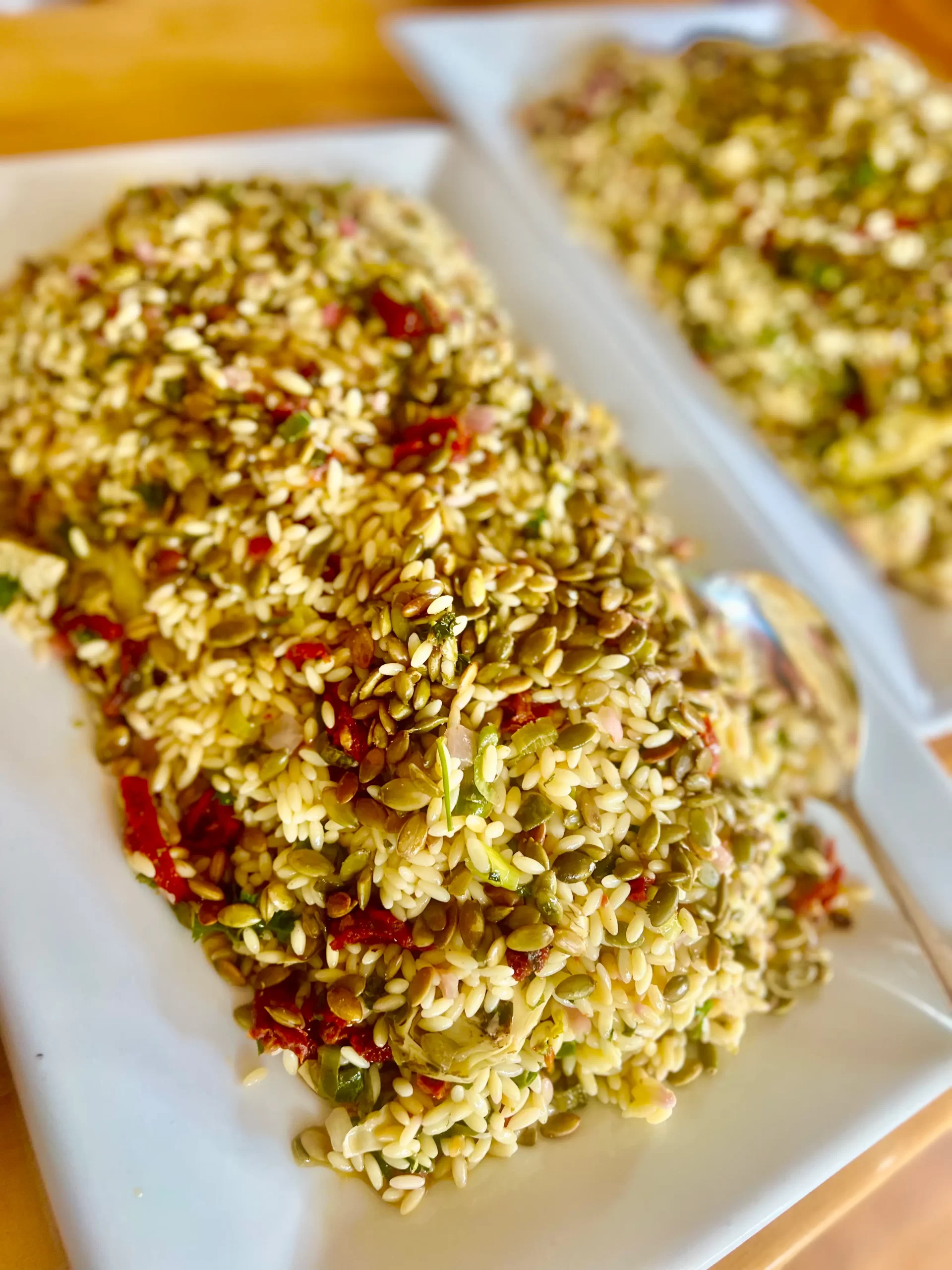 Artichoke Orzo - with Pepitas, Sun-Dried Tomatoes, Scallions, Walnut Oil & Lemon