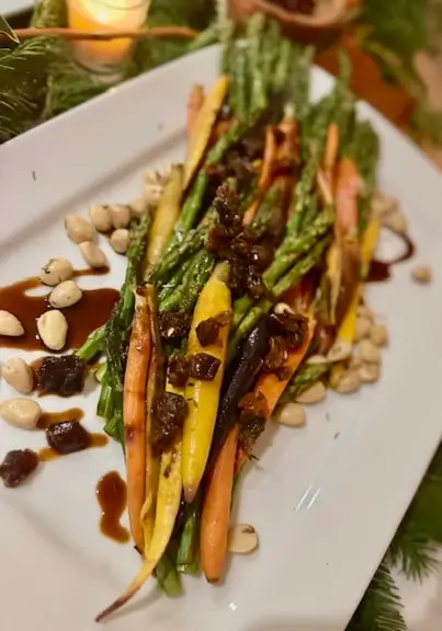 Roasted Rainbow Carrots on Coconut Tzatziki